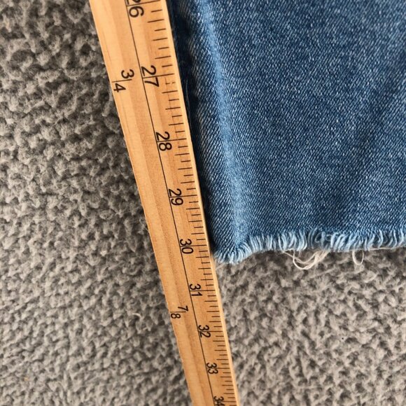 Forever 21 Jeans Womens 25 90s Fit Blue Colorblock Relaxed Frayed Button Fly NWT - Picture 7 of 11